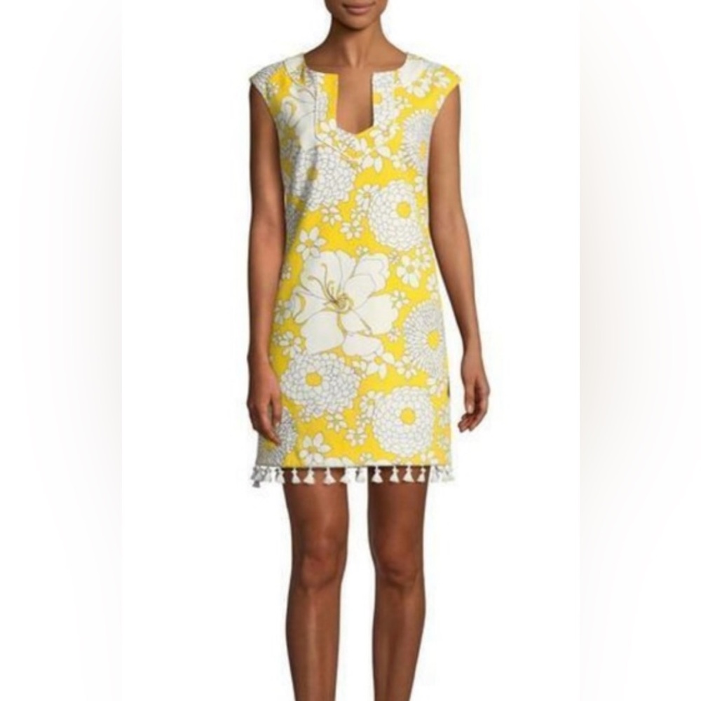Trina Turk Always Sunny Lura Tassel Trim Shift Mini Dress